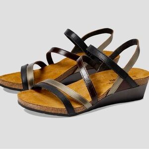 Women's Strappy Wedge Sandals - Black and Brown